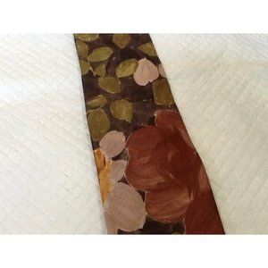 Vintage EXCELLO Cravats Tie Taupe and Tan Flowers